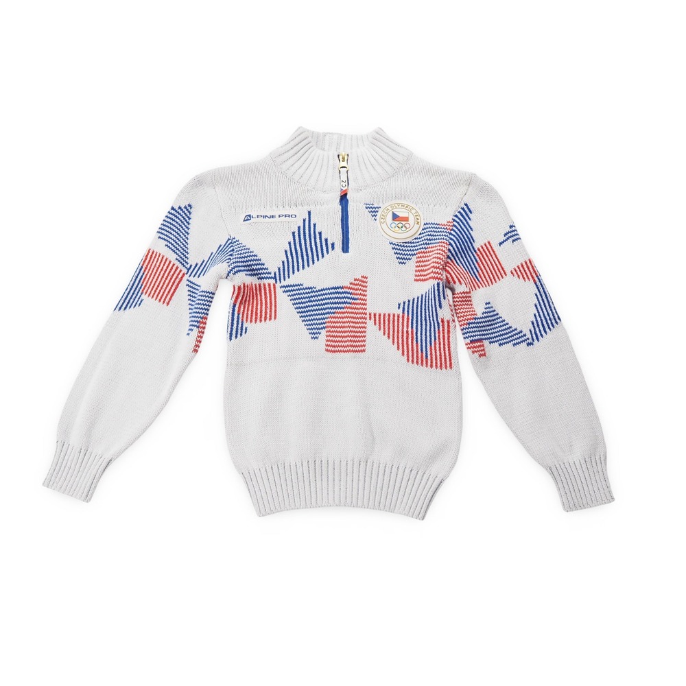 Alpine Pro Czech Olympic‎ Team Knit Quarter Zip Pullover Kids 104/110 White Red